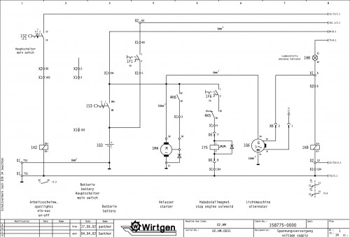 Wirtgen Hot Recycling Machines 4500 HM Circuit Diagram 158775 00 (1)