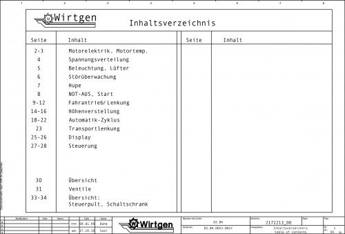 Wirtgen Slipform Pavers TCM 950 TCM 1800 Circuit Diagram 2172213 00 (1)
