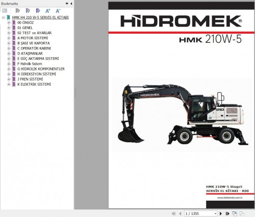 Hidromek Excavator HMK 210W 5 Stage 5 Service Manual and Diagram REV00 TR (1)