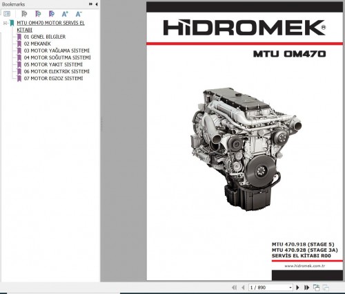 Hidromek MTU Engine 470.918 Stage 5 470.928 Stage 3A Service Manual REV00 TR (1)