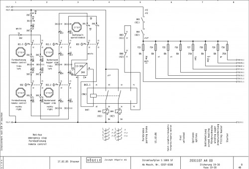 Wirtgen VÖGELE Road Pavers Super 1800 SF Circuit Diagram 2031107 00 1