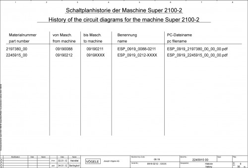 Wirtgen VÖGELE Road Pavers Super 2100 2 Circuit Diagram 2245915 00