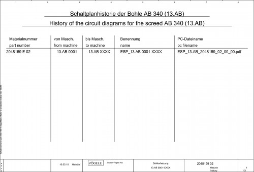 Wirtgen VÖGELE Screeds AB 340 Circuit Diagram 2048159 02