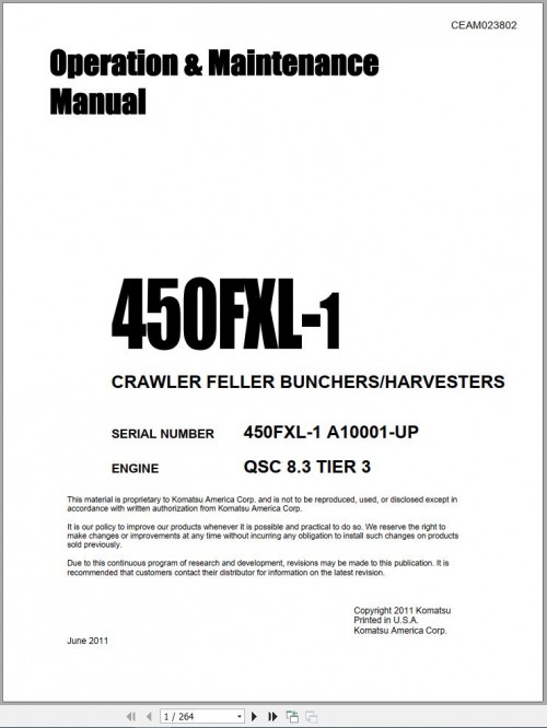 Komatsu Harvesters 450FXL 1 Operation and Maintenance Manual CEAM023802 (1)