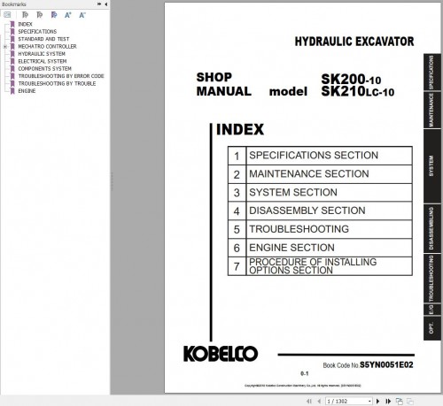 Kobelco Crawler Excavator SK200 10 SK210LC 10 Shop Manual (1)