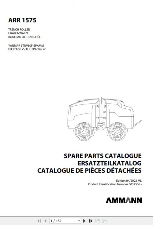 Ammann Trench Roller ARR 1575 Spare Parts Catalog 4 P07000 ML 04.2022 (1)