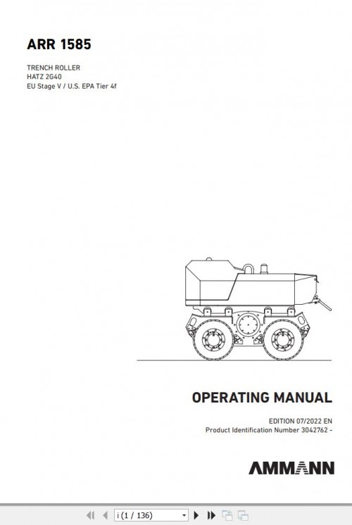 Ammann Trench Roller ARR 1585 Operating Manual And Diagram 4 P06000 EN 07.2022 (1)