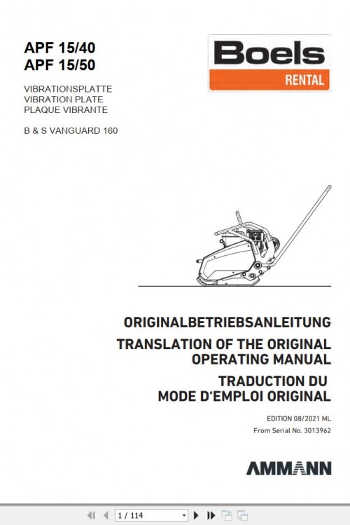 Ammann Vibratory Plates APF 15 40 15 50 Operating Manual 2 00002058 (A) 08.2021 ML (1)