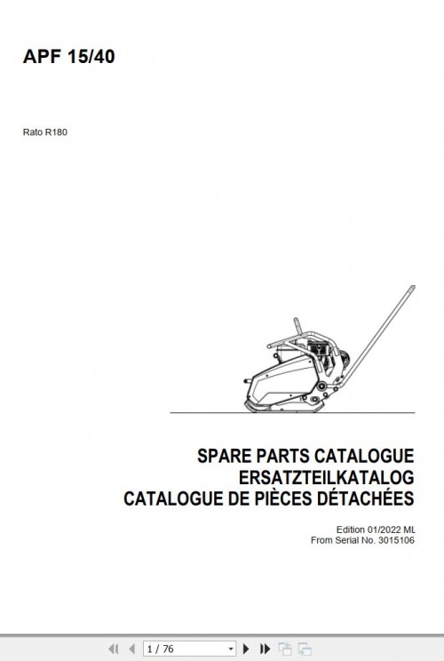 Ammann Vibratory Plates APF 15 40 Spare Parts Catalog 2 01498008 ML 01.2022 (1)