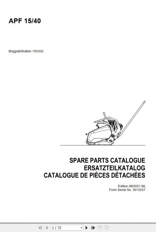 Ammann Vibratory Plates APF 15 40 Spare Parts Catalog 2 01498017 ML 08.2021 (1)