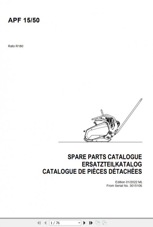 Ammann Vibratory Plates APF 15 50 Spare Parts Catalog 2 01498008 ML 01.2022 (1)