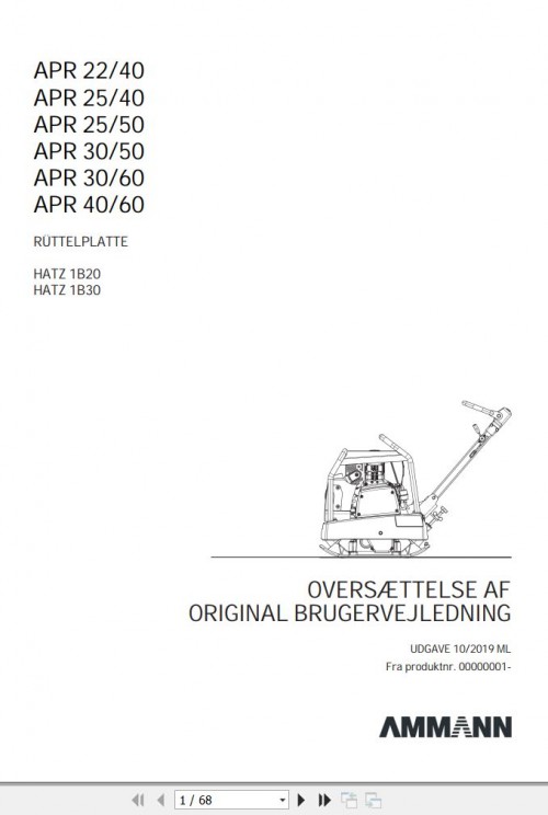 Ammann Vibratory Plates APR 22 40 to 40 60 Operating Manual 2 00002056DA 10.2019 (1)