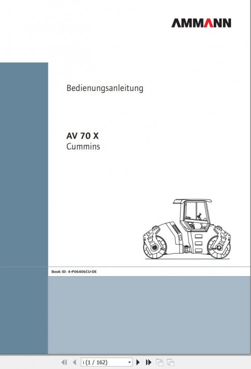 Ammann Roller AV70X Cummins Tier 3 Operating Manual And Diagram 4 P06406CU DE 09.2010