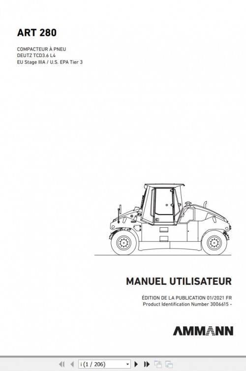 Ammann Pneumatic Rollers ART280 TCD3.6 L4 Workshop Manual And Diagram 01.2021 FR (1)