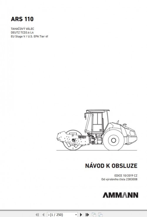 Ammann Roller ARS110 TCD3.6 L4 Stage V Operating Manual And Diagram 10.2019 CZ (1)