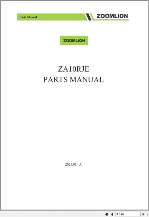 Zoomlion Articulating Boom Lift ZA10RJE Parts Manual (1)