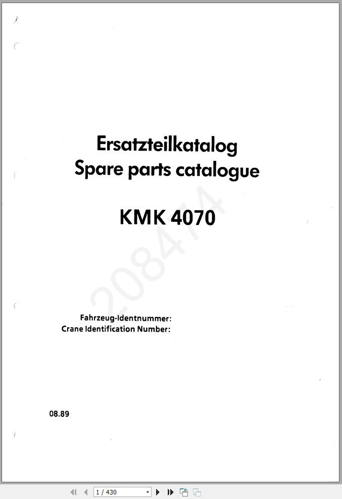 Grove Crane KMK4070 1989 Operating Parts Manual and Schematics Auto