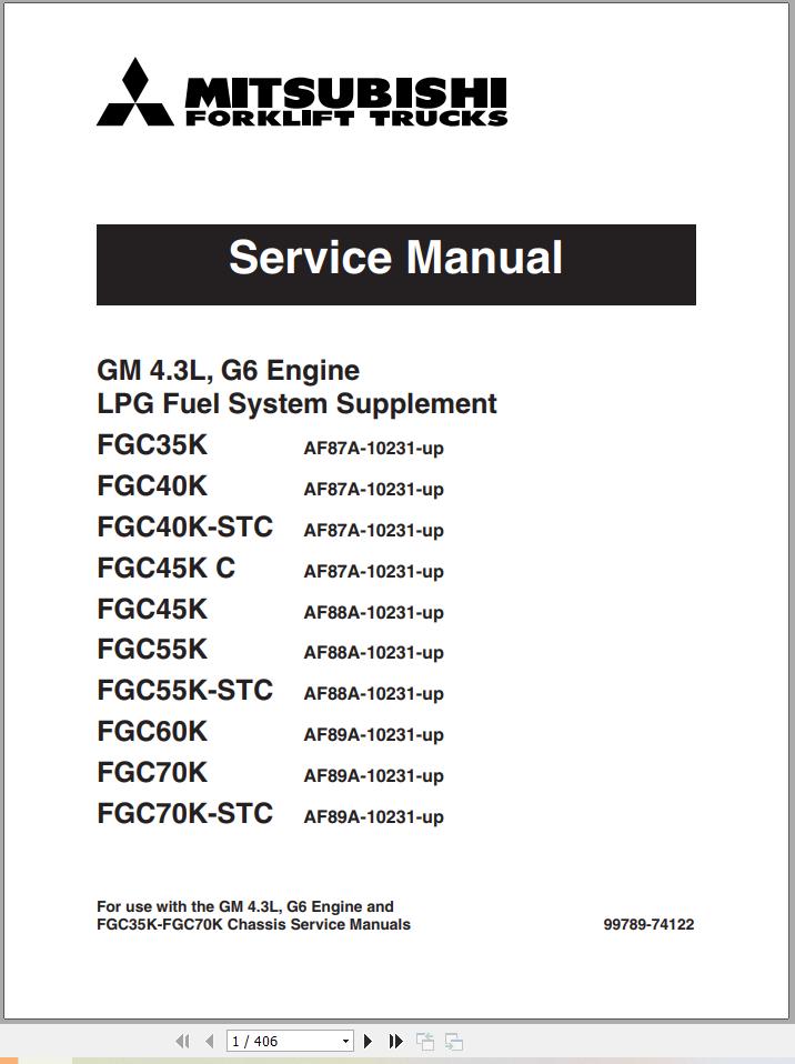 Mitsubishi Forklift Fgc K Fgc K Stc Service Manual Auto Repair