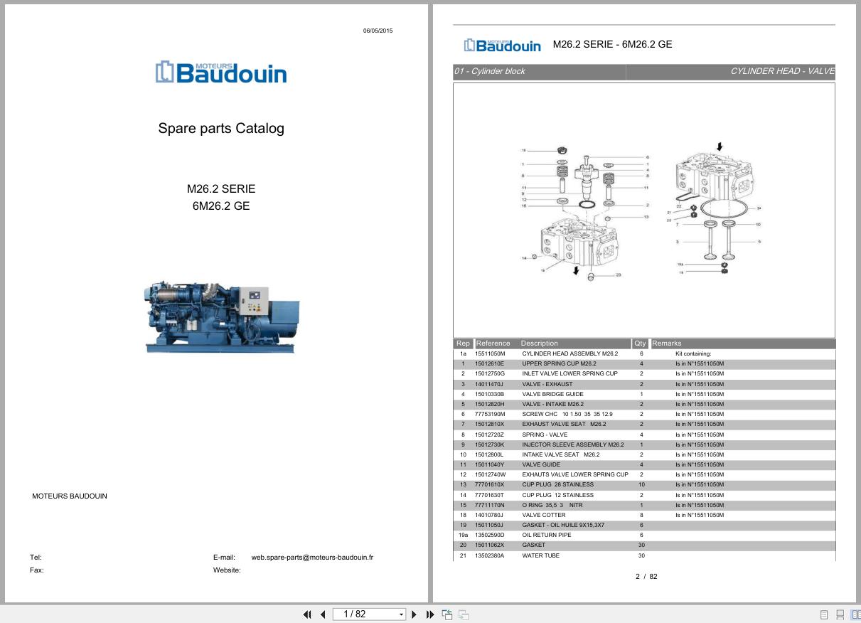 Baudouin Engine M26.2 Series 6M26.2 GE Spare Parts Catalog 2015 | Auto ...